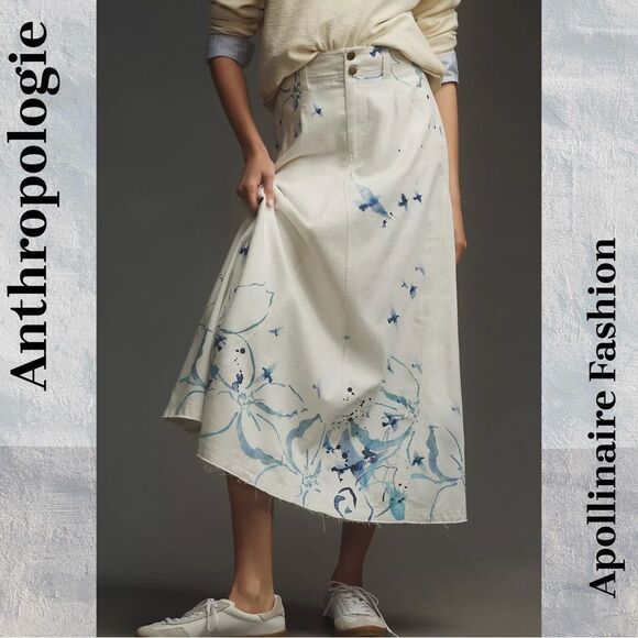 Anthropologie Pilcro x Manel Villalonga Sailcloth Maxi Skirt Blue white combo 14 - Picture 4 of 9